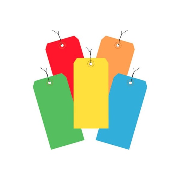 Box Packaging Shipping Tag Pre WiredNo 5 4-3/4L x 2-3/8W Assorted Colors 1000/Pk G20003 - main
